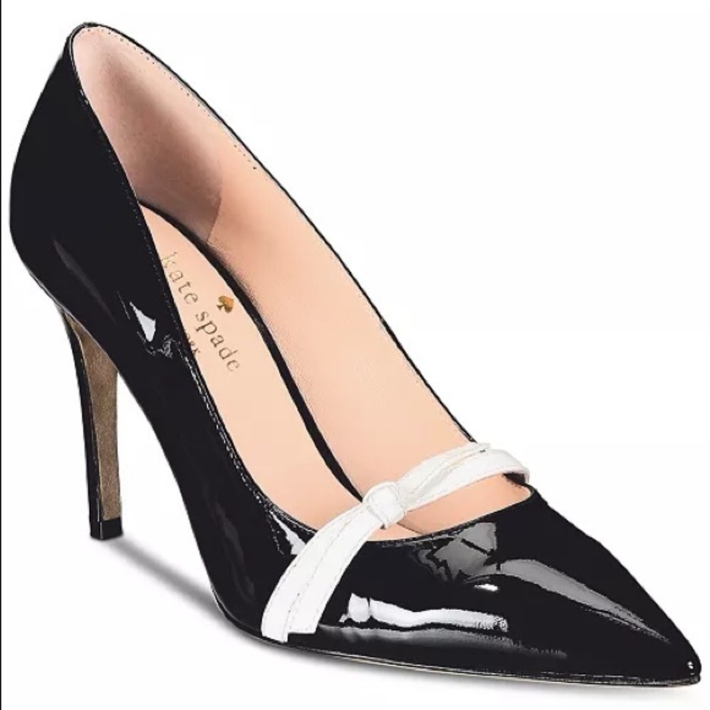 New Kate Spade Patent Leather Black and White Pumps size6.5
